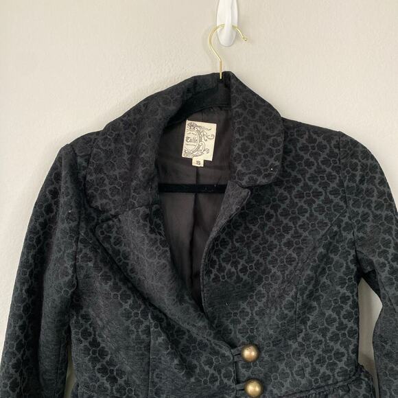 Anthropologie Black Patterned Jacket - Picture 3 of 8
